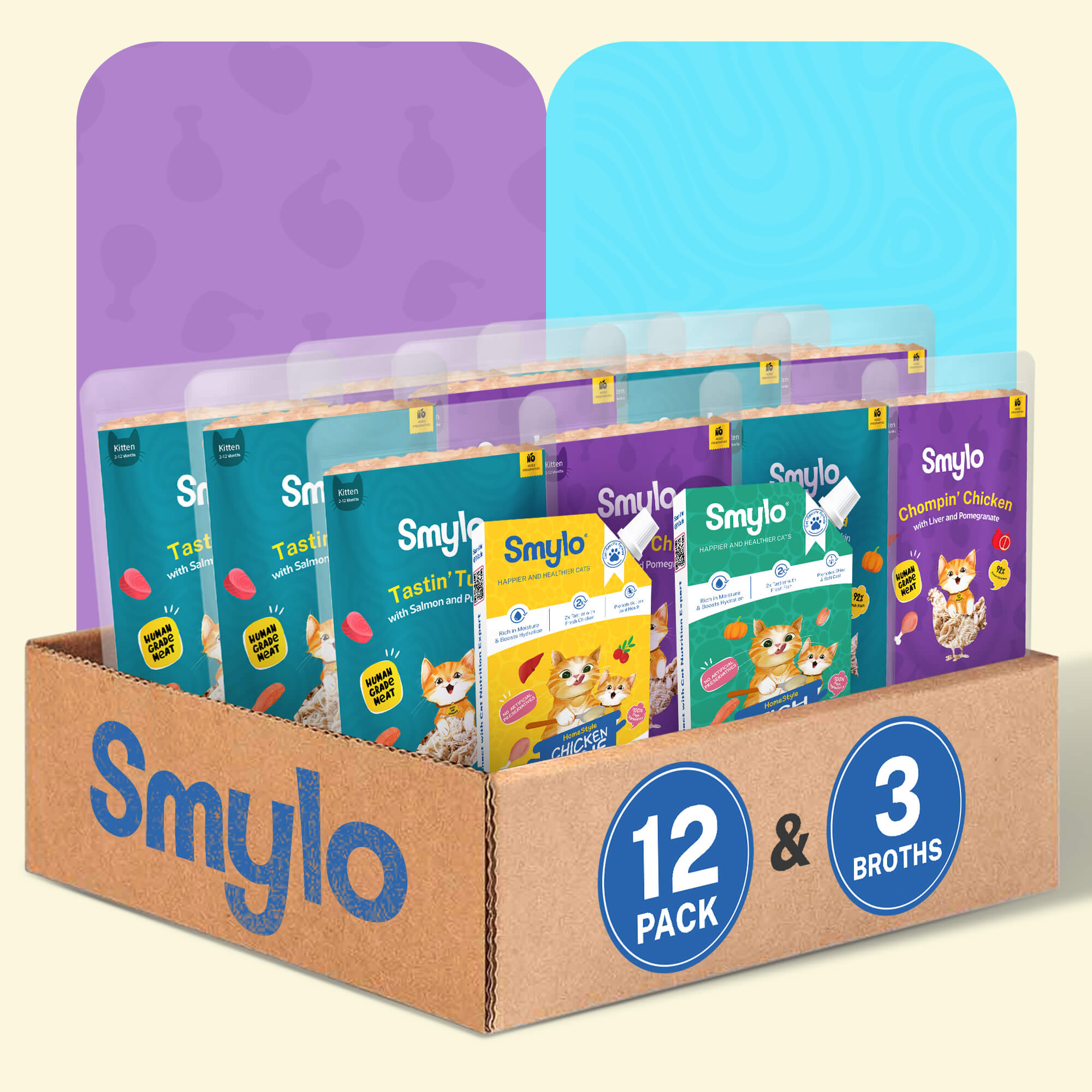 Smylo BYOB - Pack of 12 Food with 3 Broths
