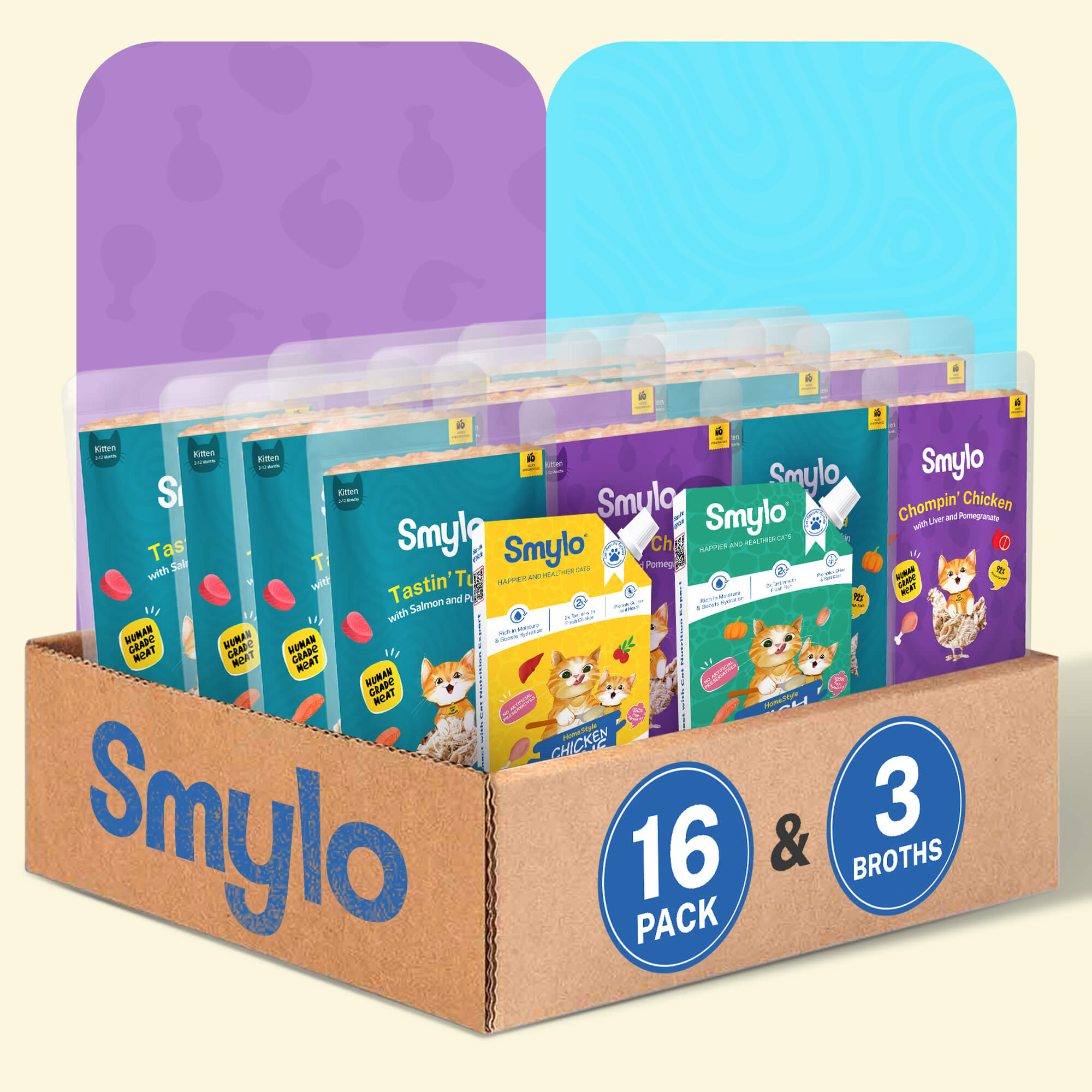 Smylo BYOB - Pack of 16 Food with 3 Broths